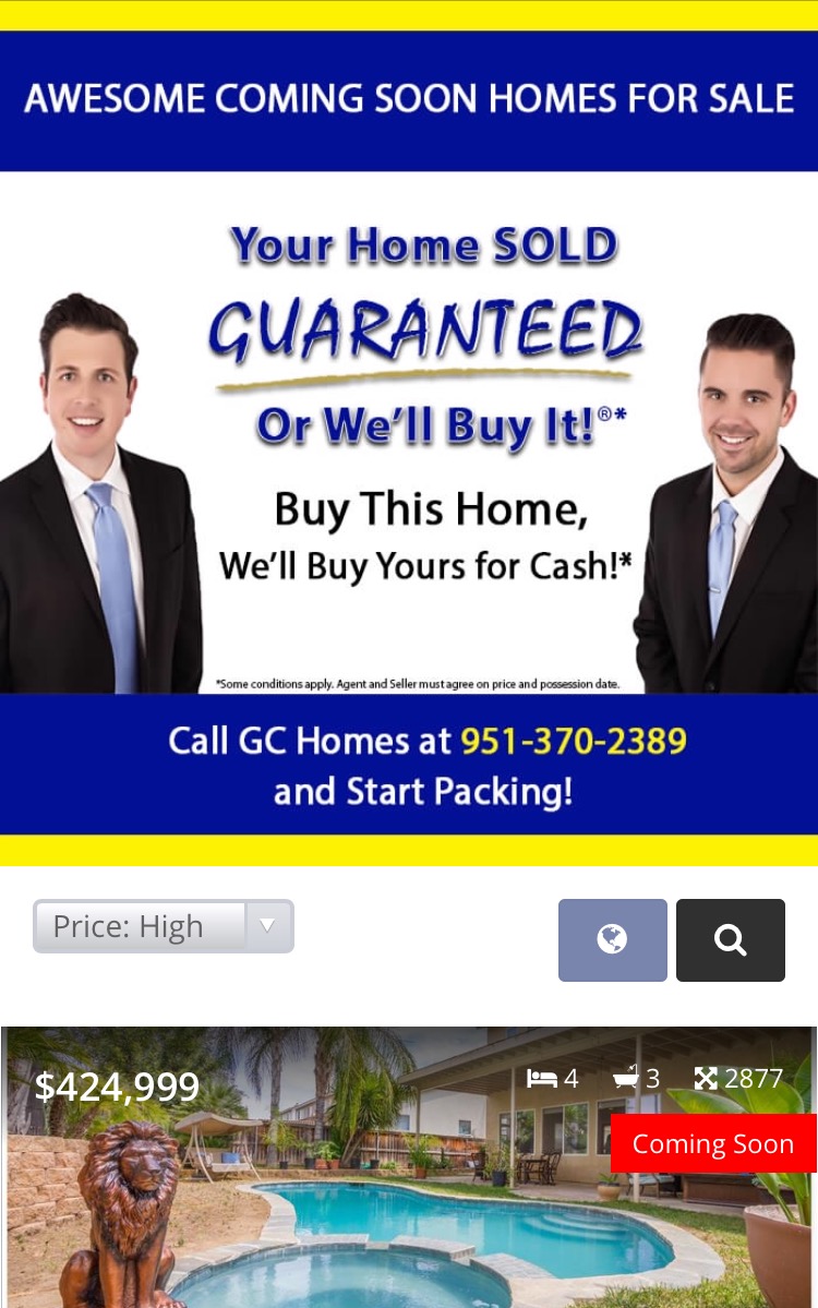 SuccessHDX Coming Soon Listings Example - Mobile
