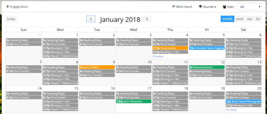 EngageCRM - Calendar Example