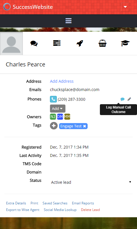 EngageCRM - Lead Details on Mobile Example