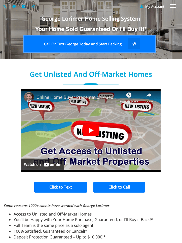 Video Landing Page example for Buyers